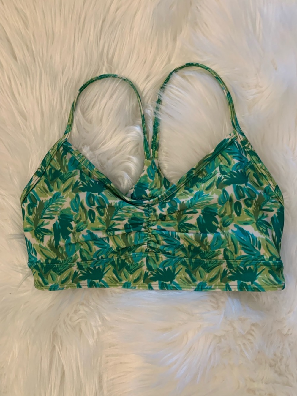 Born Primitive Laguna Bikini Swim Top Sportsbra Under the Palms Green White XS-S